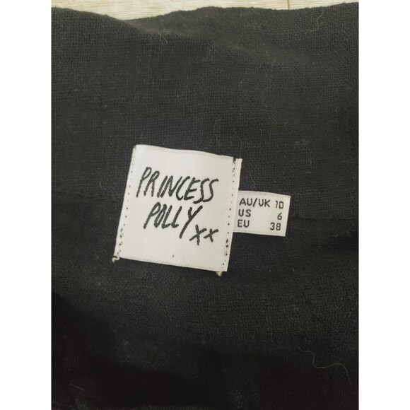 Princess Polly Ashens Black Short Sleeved Button Down Romper size 6 - Picture 3 of 5